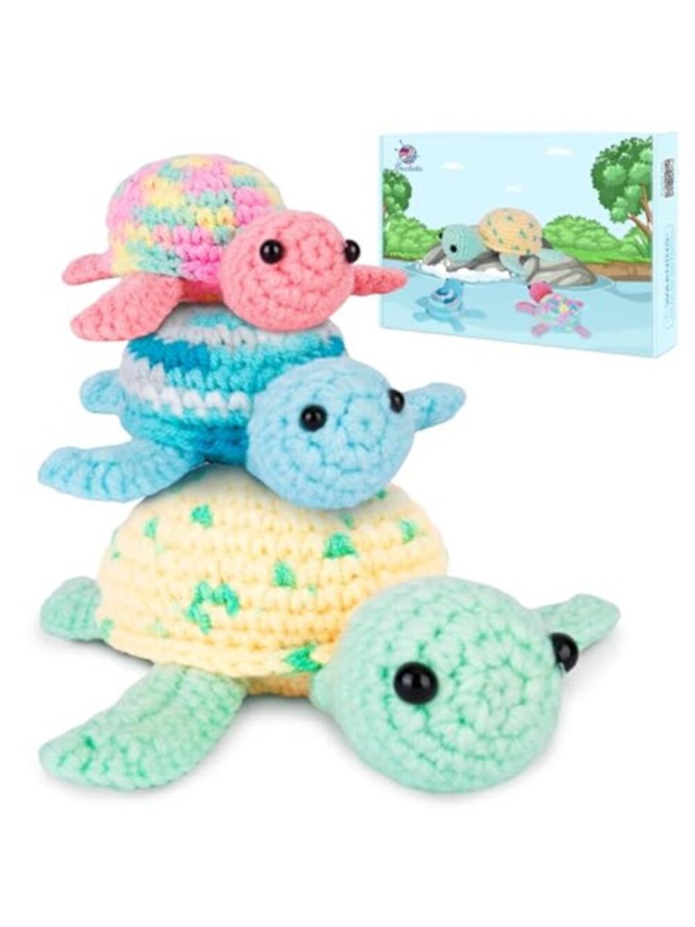 Crochet Kit For Beginners DIY Turtle Animal Starter Kit Adults Yarn Hooks Set